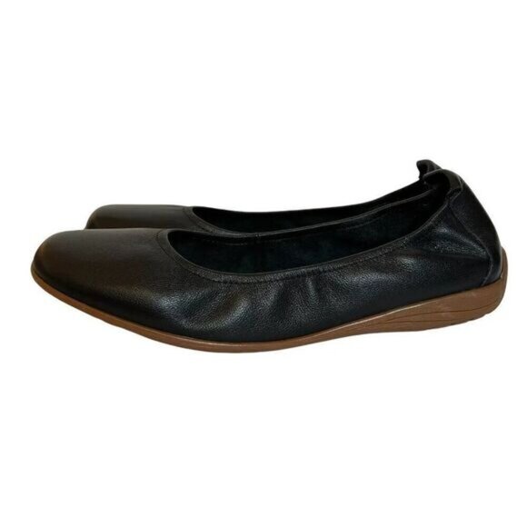 Josef Seibel Black Leather Slip On Ballet Flats - Picture 3 of 7